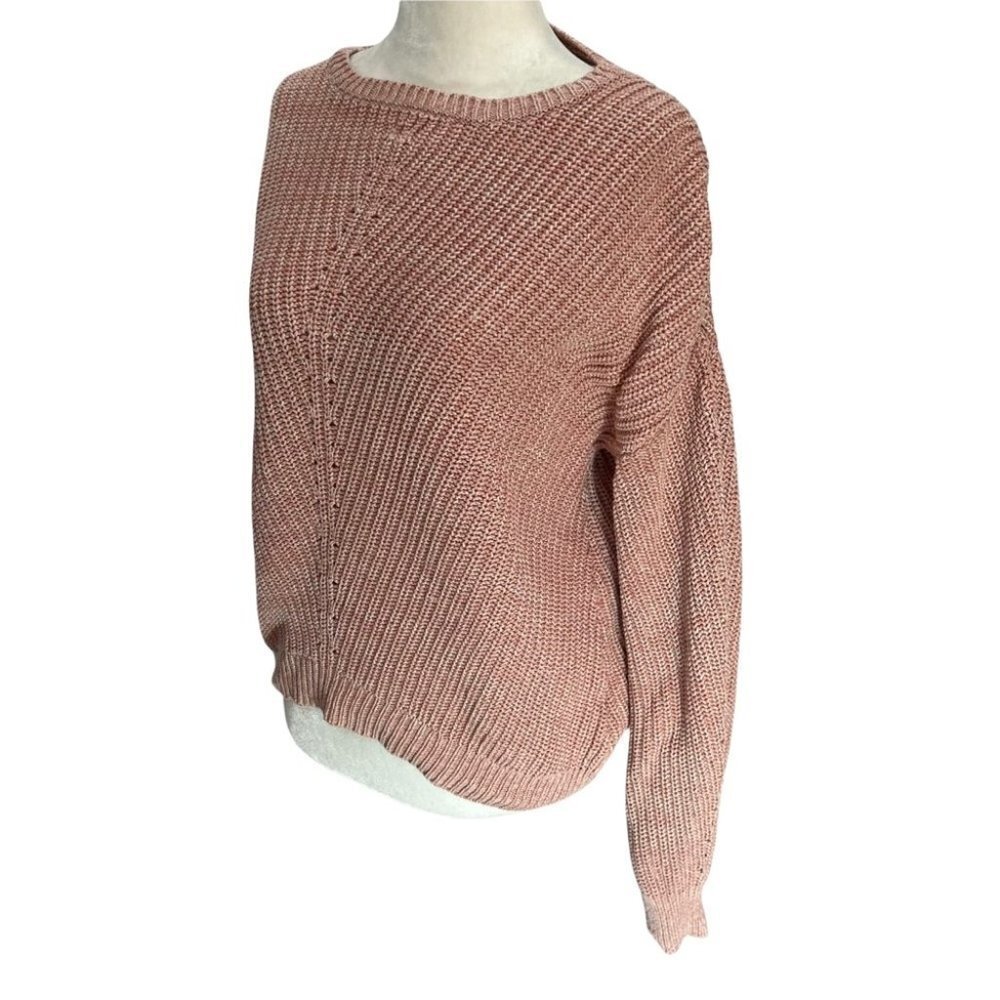 line the Label Drop Shoulder 100% Cotton Pink Pullover Sweater Size XS - Picture 5 of 9